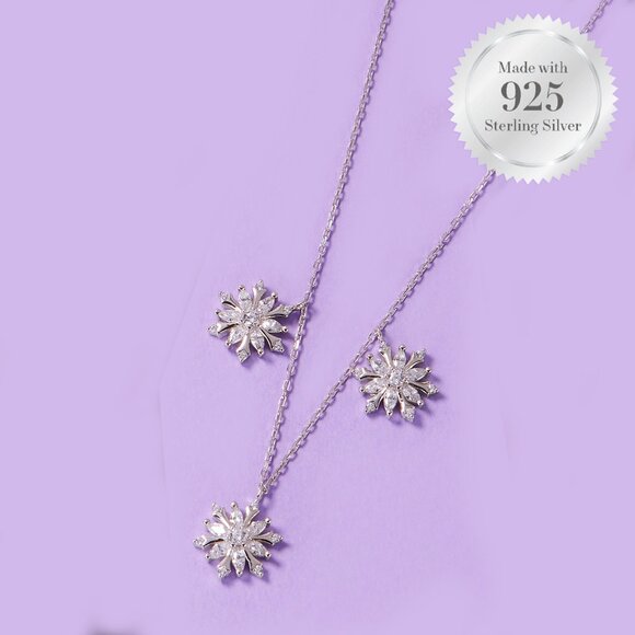 925 Sterling Silver Snowflake Necklace - Charmed Aroma Winter / Christmas - Picture 3 of 5